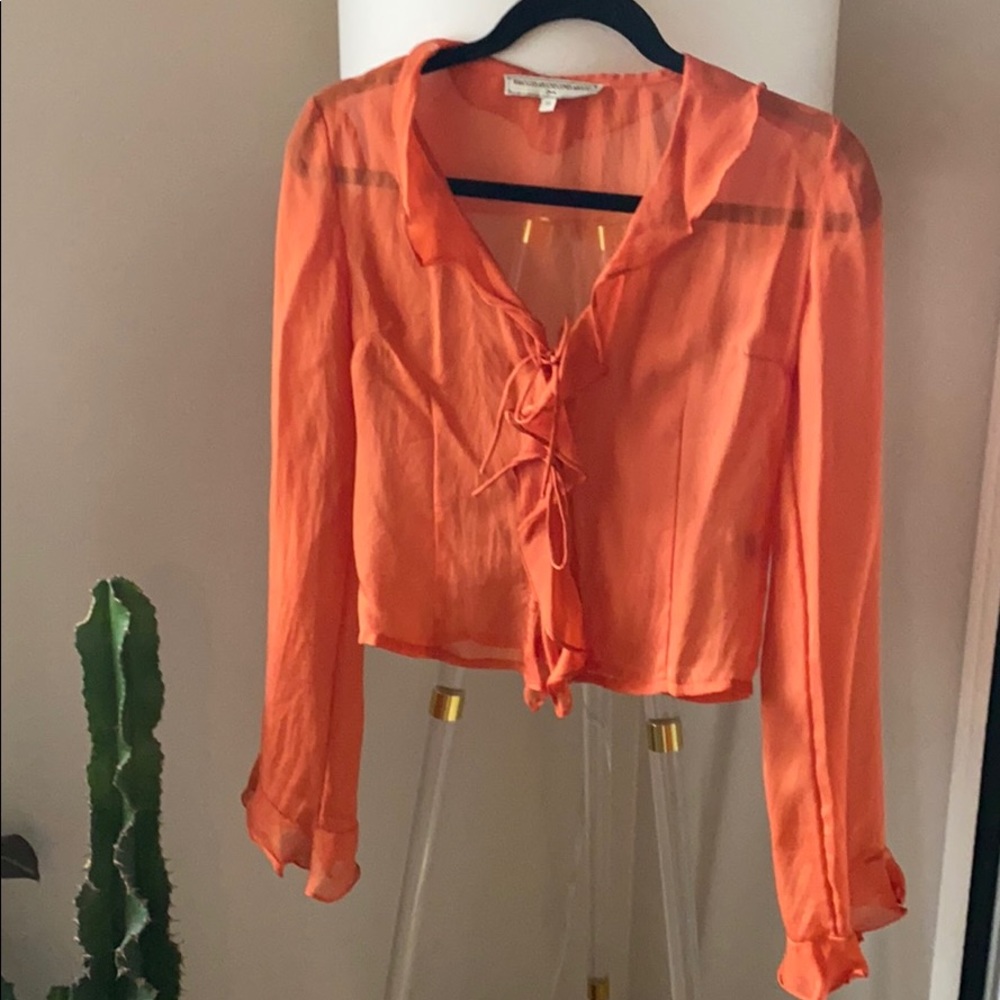 Vintage 100% silk ruffle top